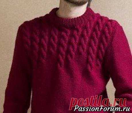​Мужской свитер с узорами из кос. Описание - запись пользователя Светка Соколова (Светлана) в сообществе Вязание спицами в категории Вязание для женщин спицами. Схемы вязания спицами