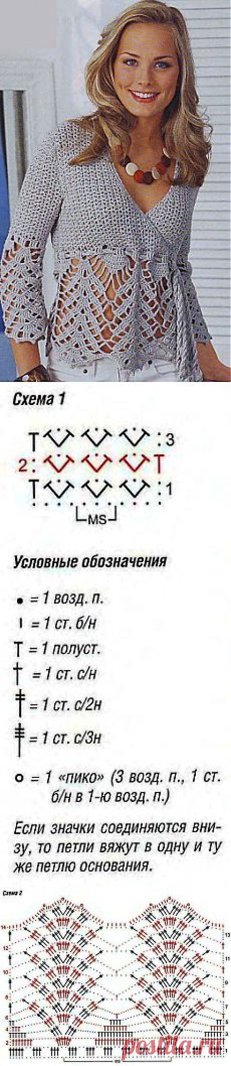 Кружевная кофта крючком