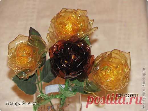 Розы из пластмассовых бутылок. МК.