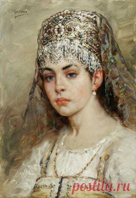 Художник Константин Егорович Маковский (1839-1915).
"Боярышня", 1880-е.