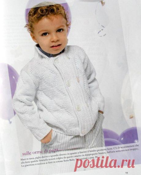 Белый жакет на мальчика спицами. | Все о рукоделии: схемы, мастер классы, идеи на сайте labhousehold.com