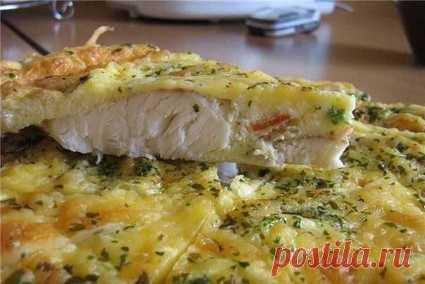 Рыба, запеченная в яйце с майонезом.