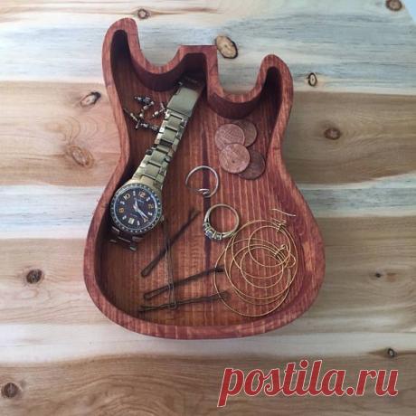 Wooden Guitar Dish Wooden Ring Dish Catch All Dish Trinket