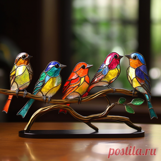 🔥ÚLTIMO DÍA 60 % DE DESCUENTO🔥 Pájaros de vidrieras en adornos de escritorio de rama