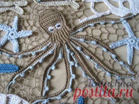 Вязаные морские мотивы со схемами.
