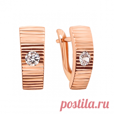 Серьги Укрзолото из красного золота с фианитом UZ18714: цена, размер, фото - интернет магазин Укрзолото