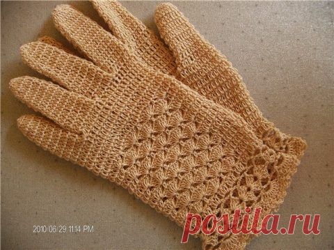 Ажурные перчатки крючком, мастер — класс!