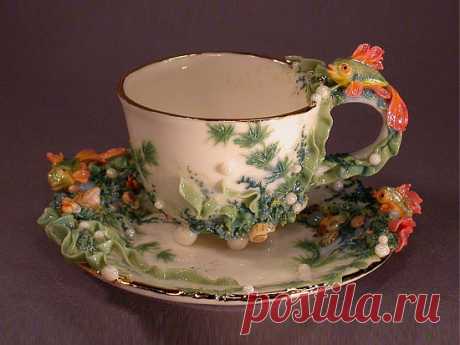 Украшение посуды холодным фарфором 


















... #искусство