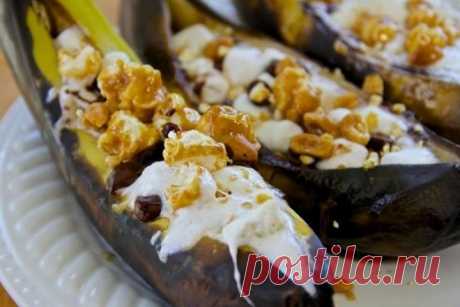 Запеченные бананы с орехами и шоколадом в духовке, рецепт — Вкусо.ру