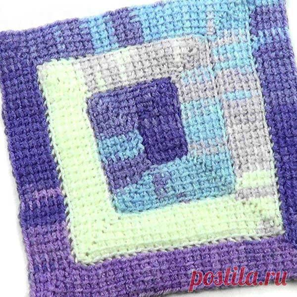 Плед тунисским вязанием 5 петель