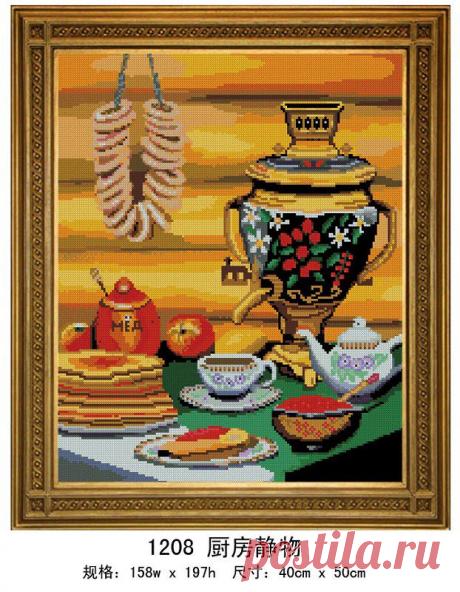 Набор для создания картины в алмазной технике Diamond Painting DIY 1208 Чай с баранками