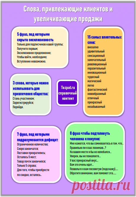 Слова, привлекающие клиентов. - Tozpat.ru