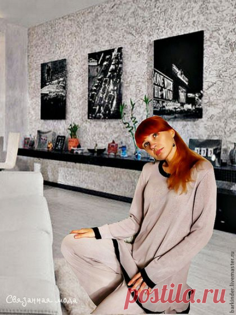 Вязаный шёлковый пижамный костюм &quot;Малайский нефрит&quot; - бледно-сиреневый