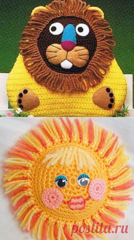 Вязаные подушки игрушки крючком схемы, идеи