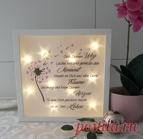 Bilderrahmen beleuchtet Geh deinen Weg... Pusteblume Bild - Etsy.de