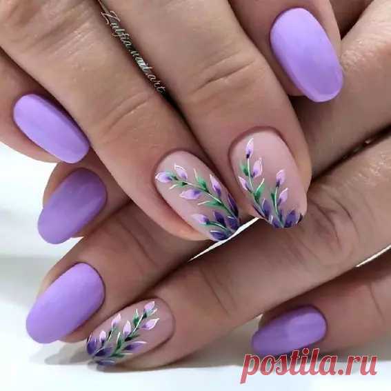 Простой маникюр(фиолетовый с цветами) -купить материалы|Tufishop.com.ua