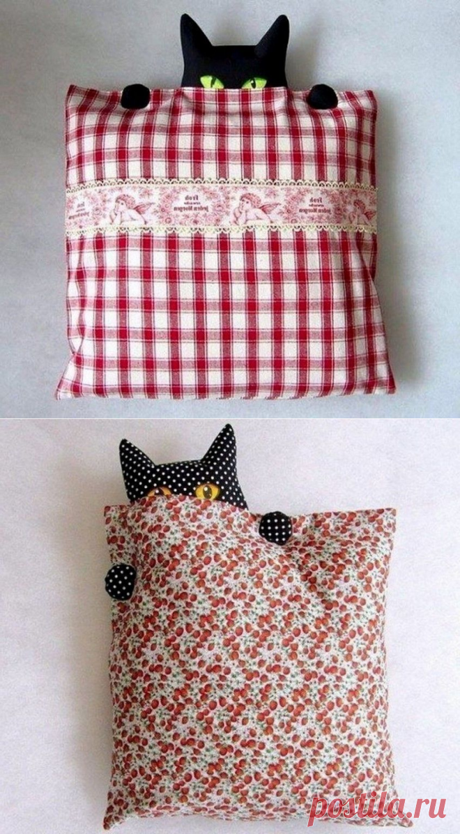 Интересная идея подушек с кошками — DIYIdeas