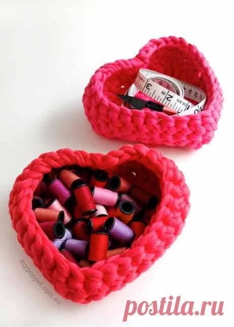 Шкатулка валентинка связанная крючком.Описание и схемы. - Perchinka63