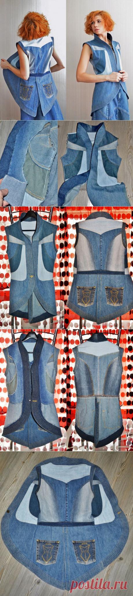 Джинсовый ЖилетоФрак (соцсоревнование) / Переделка джинсов /
