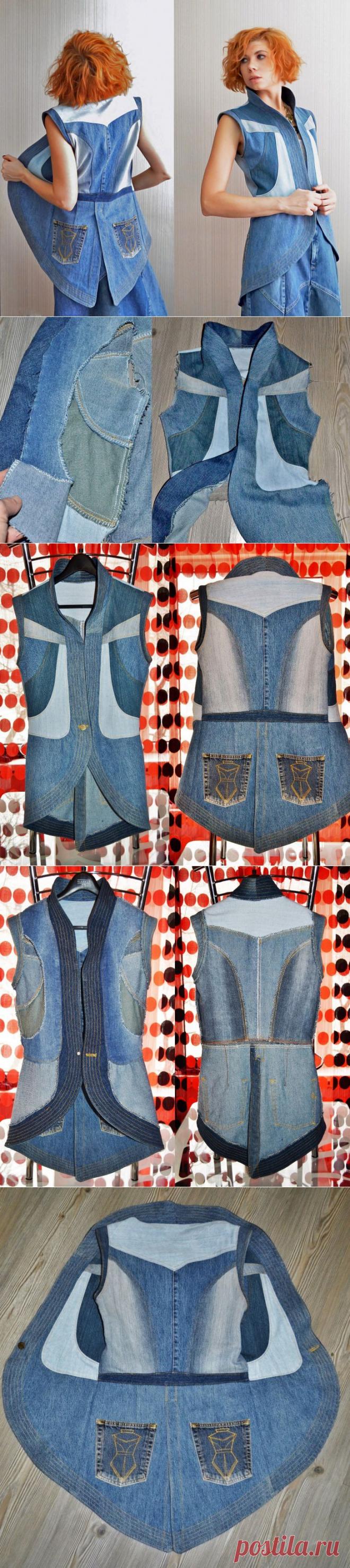 Джинсовый ЖилетоФрак (соцсоревнование) / Переделка джинсов /