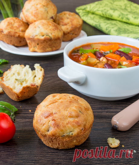 Несладкие маффины с оливками и беконом - Пошаговый рецепт с фото | Выпечка | Вкусный блог - рецепты под настроение