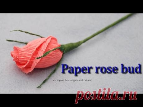 Бутон розы из конфеты и бумаги. paper rose bud tutorial