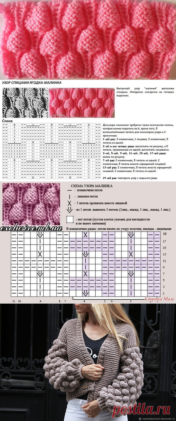 Узор спицами шишечки малинка. Схема малинки спицами и описание. Узор малинка спицами схема и описание. Узор малинки схема. Узор малинка спицами.
