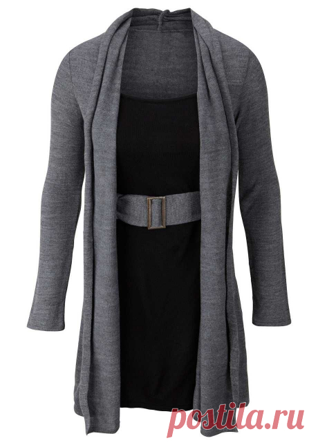 Платье серый меланж/черный - BODYFLIRT купить онлайн - bonprix.ru