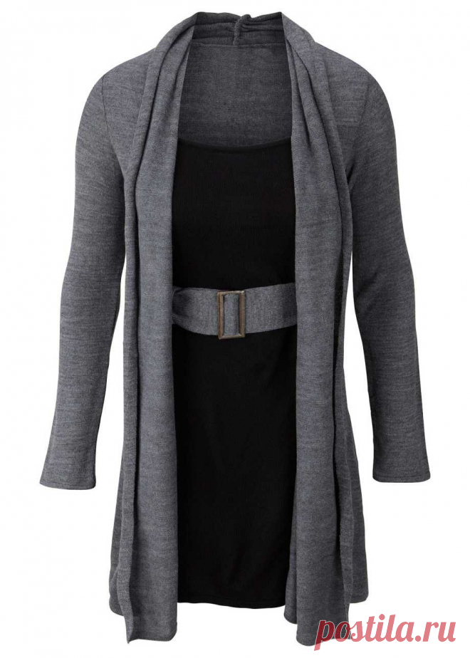 Платье серый меланж/черный - BODYFLIRT купить онлайн - bonprix.ru