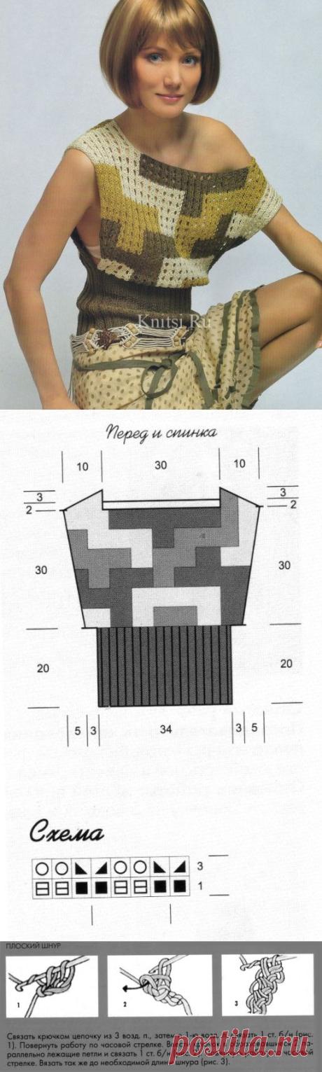 НЕОБЫЧНЫЙ ТОП-ЖИЛЕТ СПИЦАМИ