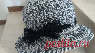 Теплая шляпка крючком. Часть 1 - донышко .Crochet hat with fields - YouTube