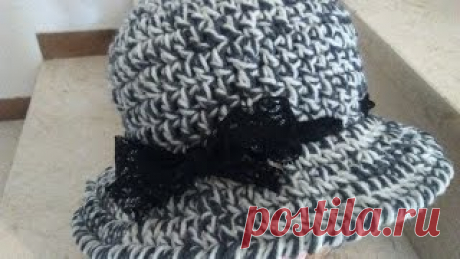 Теплая шляпка крючком. Часть 1 - донышко .Crochet hat with fields - YouTube