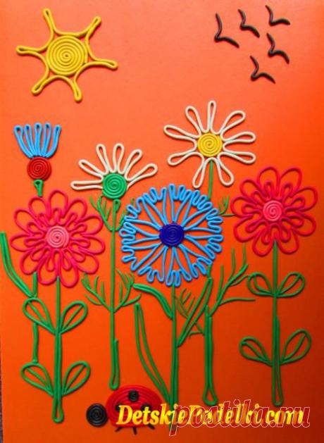 Рисуем жгутиками из пластилина.