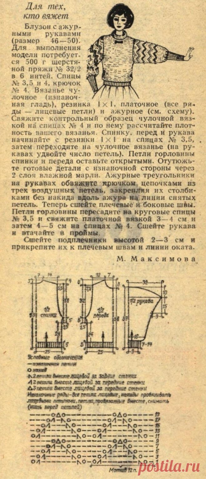 Блузон с ажурными рукавами
