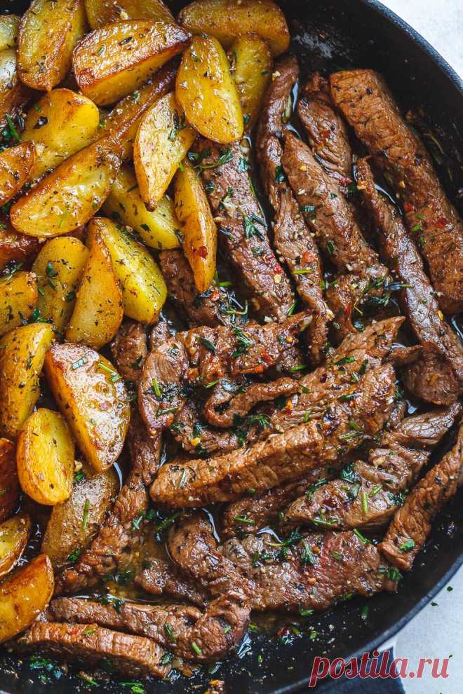 Garlic Butter Steak and Potatoes Skillet – Pan Seared Recipe — Eatwell101