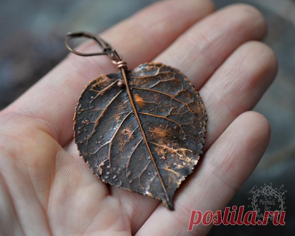 Вопрос ♥ Ответ Подскажите, пожалуйста, листок какого дерева это может быть? Здесь он, конечно загальванизирован, но форма и фактура в точности сохранена. Сначала думала что липа, но у липы листочки больше на сердечки похожи.