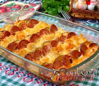 Запеканка из макарон с сардельками и кабачками фото рецепт приготовления