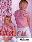 Кофточка с ирландским ажурным кружевом, вязаная крючком
