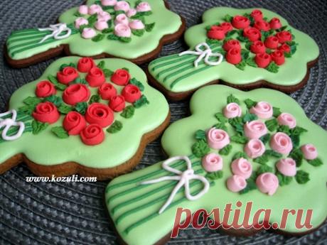 Айсинг. Роспись пряников, имбирного печенья глазурью. Глазурь для печенья и пряников. Мастер-класс