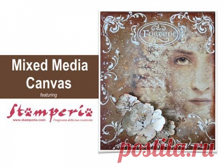 Vintage Mixed Media Canvas with Stamperia