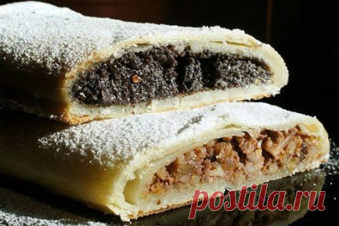 Штрудель творожный с яблоками и маком — рецепт