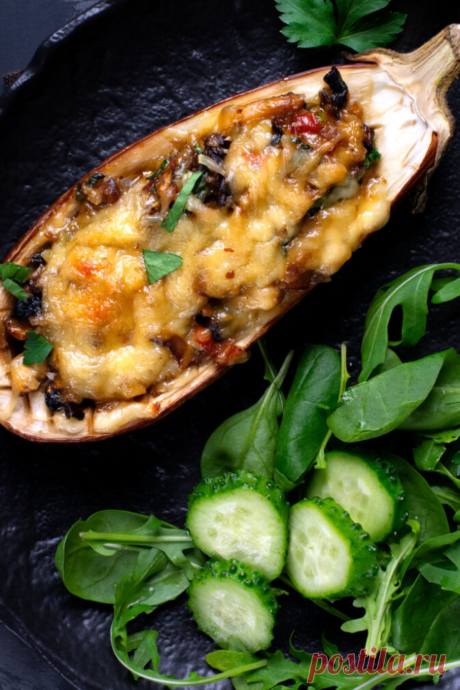 Фаршированные половинки баклажанов с грибами и овощами рецепт с фото пошагово