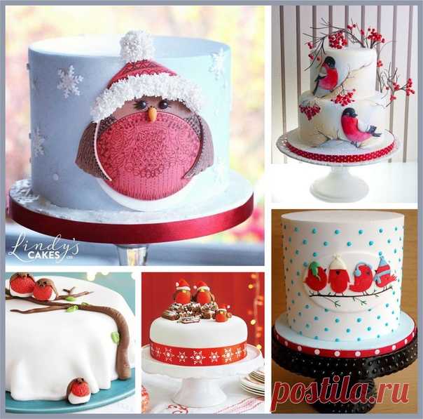 Торт со снегирями