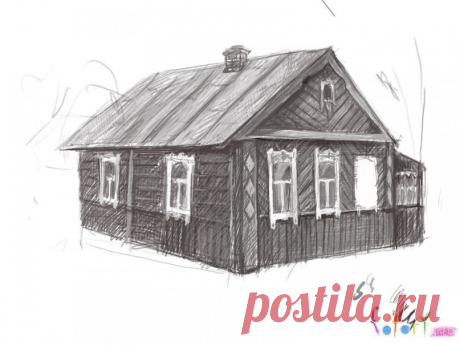 Рисуем деревенский домик — Сделай сам, идеи для творчества - DIY Ideas