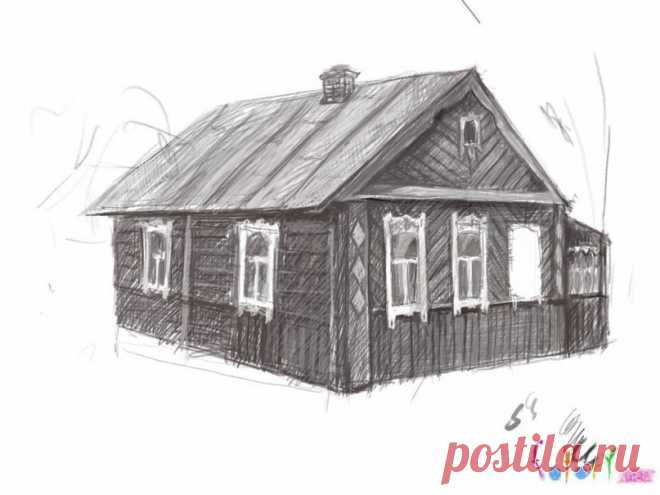 Рисуем деревенский домик — Сделай сам, идеи для творчества - DIY Ideas
