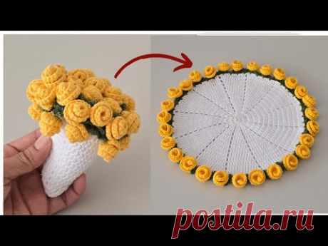 потрясающие салфетки и подставки под стаканы в виде роз!