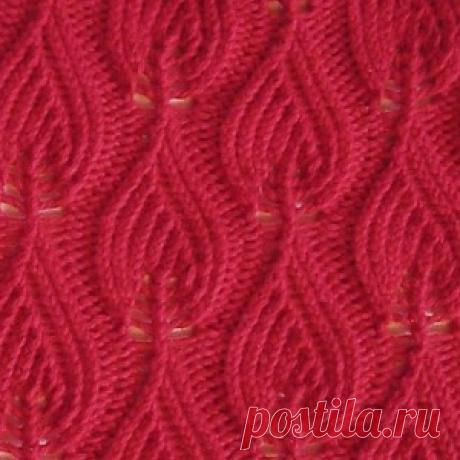 Три красивых узора спицами с листочками - МирТесен