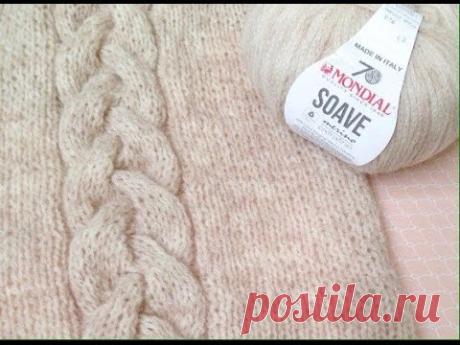 Пуловер спицами SOAVE (часть 1) / Коса спицами на 18 петель / sweater knitting