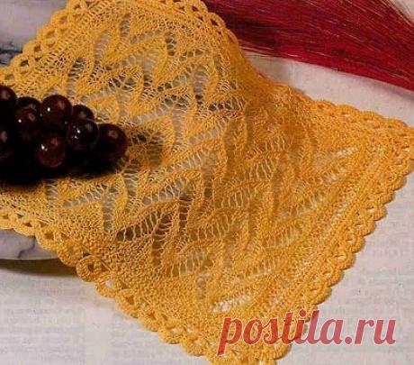 Ажурный узор спицами для шали. Узор спицами для шарфа |