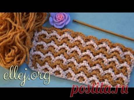 Узор крючком из двух сеточек. The 2 mesh crochet stitch.